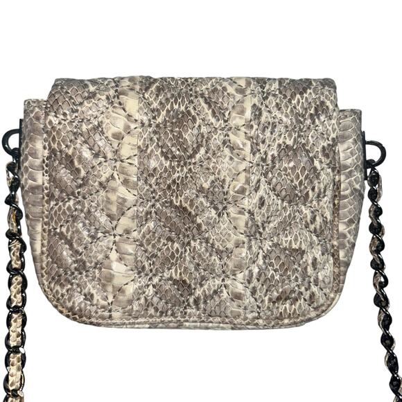 Inge Christopher Genuine Snakeskin Quilted Crossbody Bag Gunmetal Chain Luxury - Picture 3 of 13